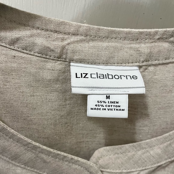 NWT Liz Claiborne Button up Linen Jacket Pockets Flax Beige Lightweight size Med - Picture 4 of 4